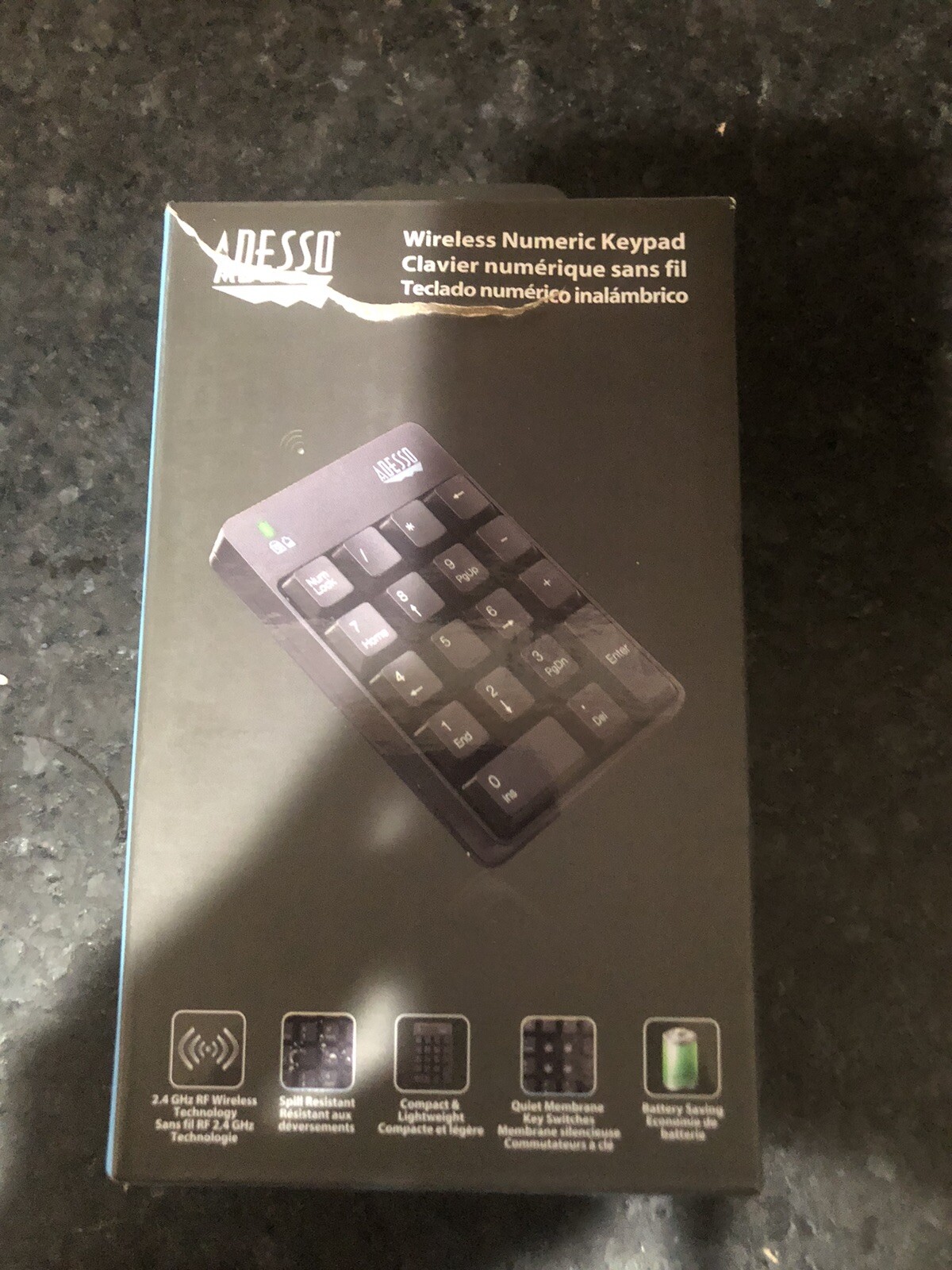 Adesso WKB-6010UB Wireless Spill Resistant 18-Key Numeric Keypad
