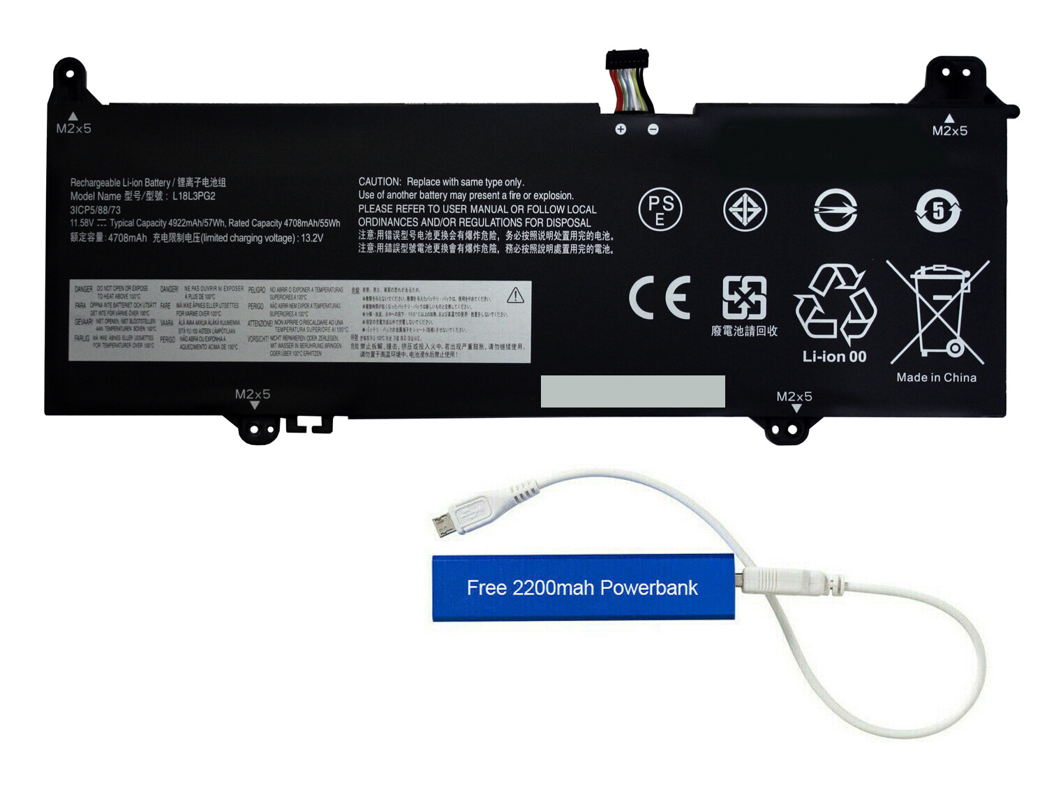 L18D3PG2 L18M3PG2 REPLACEMENT BATTERY FOR LENOVO CHROMEBOOK 14E S345 14AST 57WHR