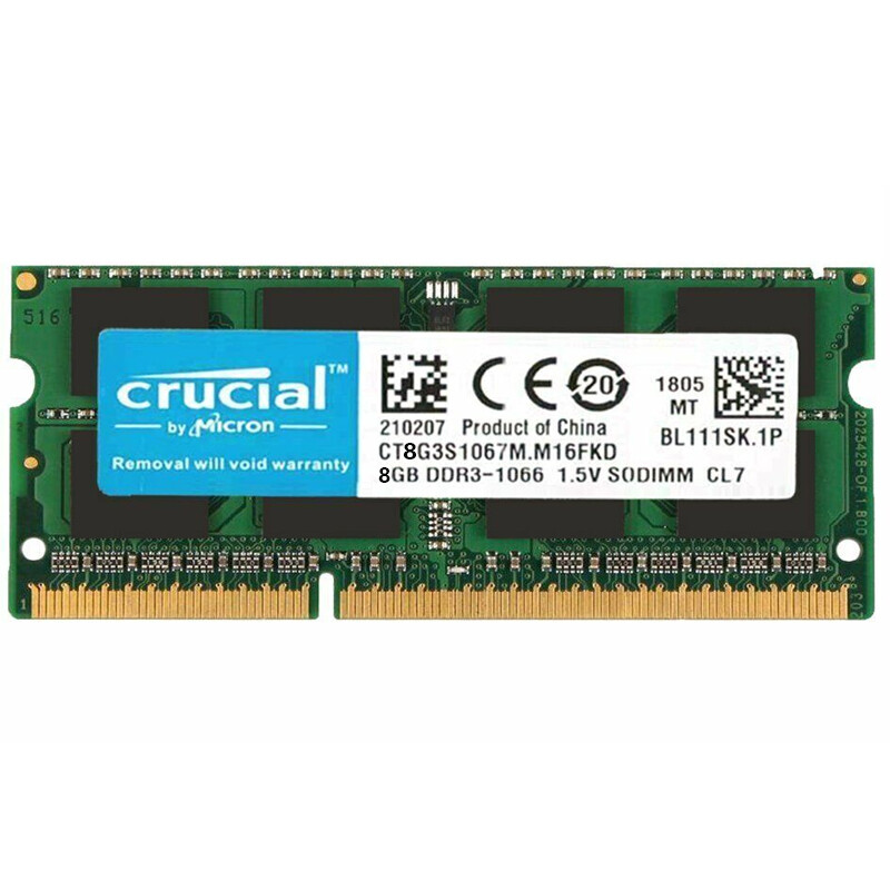 CRUCIAL DDR3 8GB 16GB 1066 MHz PC3-8500 Laptop SODIMM 204-Pin Memory RAM 8G 16G