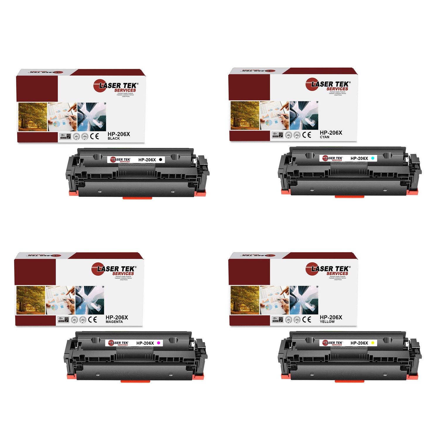 4Pk LTS 206X BCMY HY Compatible with HP LaserJet M255dw M282 Toner Cartridge