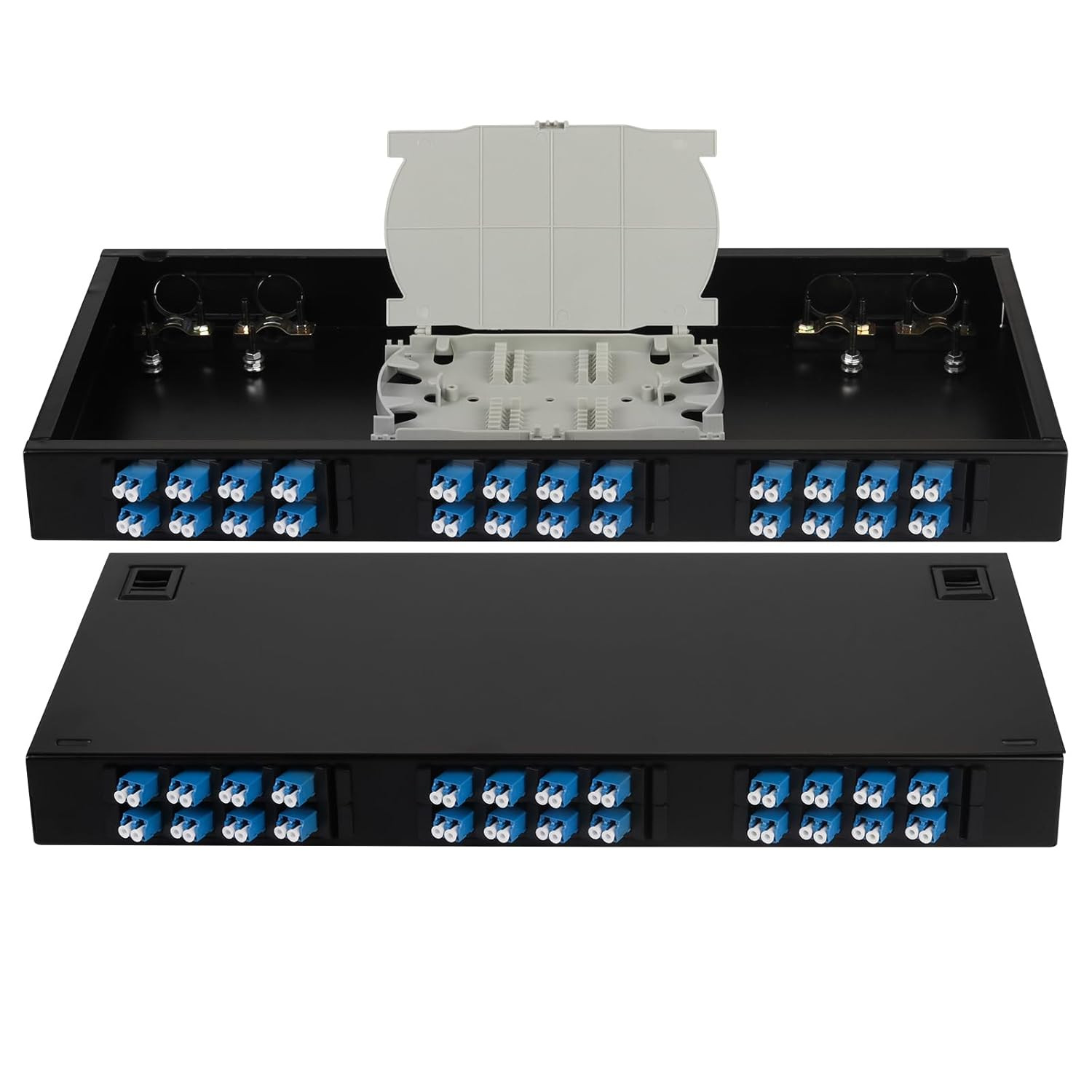2-Pack LC-SM 24 Duplex 48 Port Rack Mount Enclosure Box with Splice Tray Singlem