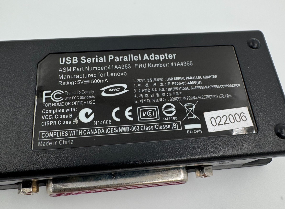 IBM Lenovo USB Serial Parallel Adapter 41A4953 41A4955 Tested Working