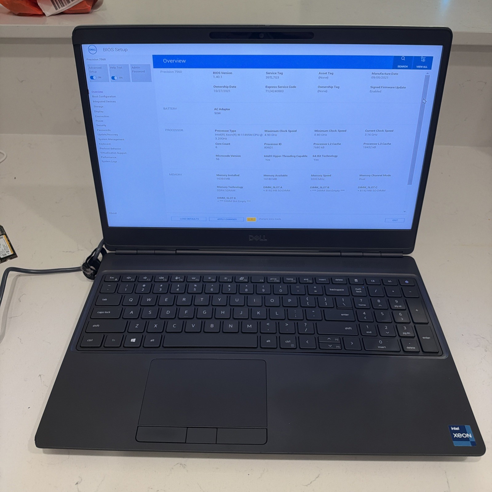 Dell Precision 7560 15.6" Xeon W-11855M @3.20GHz 16GB RAM NO SSD Parts *READ