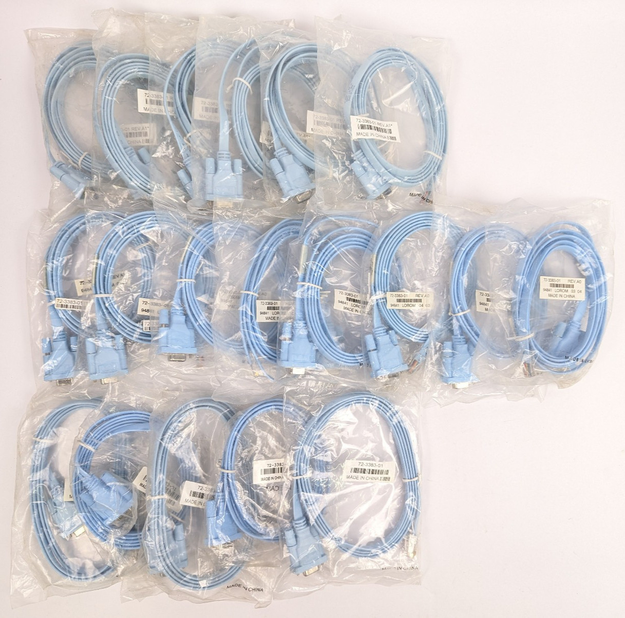 *LOT OF 19* NEW Cisco 72-3383-01, REV .A1, .A0 Console Cable Sealed