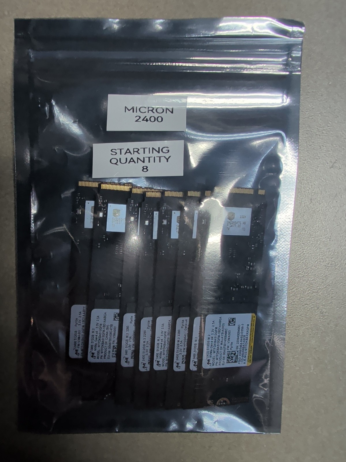 Lot of 8x Micron 2400 512GB NVMe Gen4 M.2 2280 SSD Tested Data Wiped