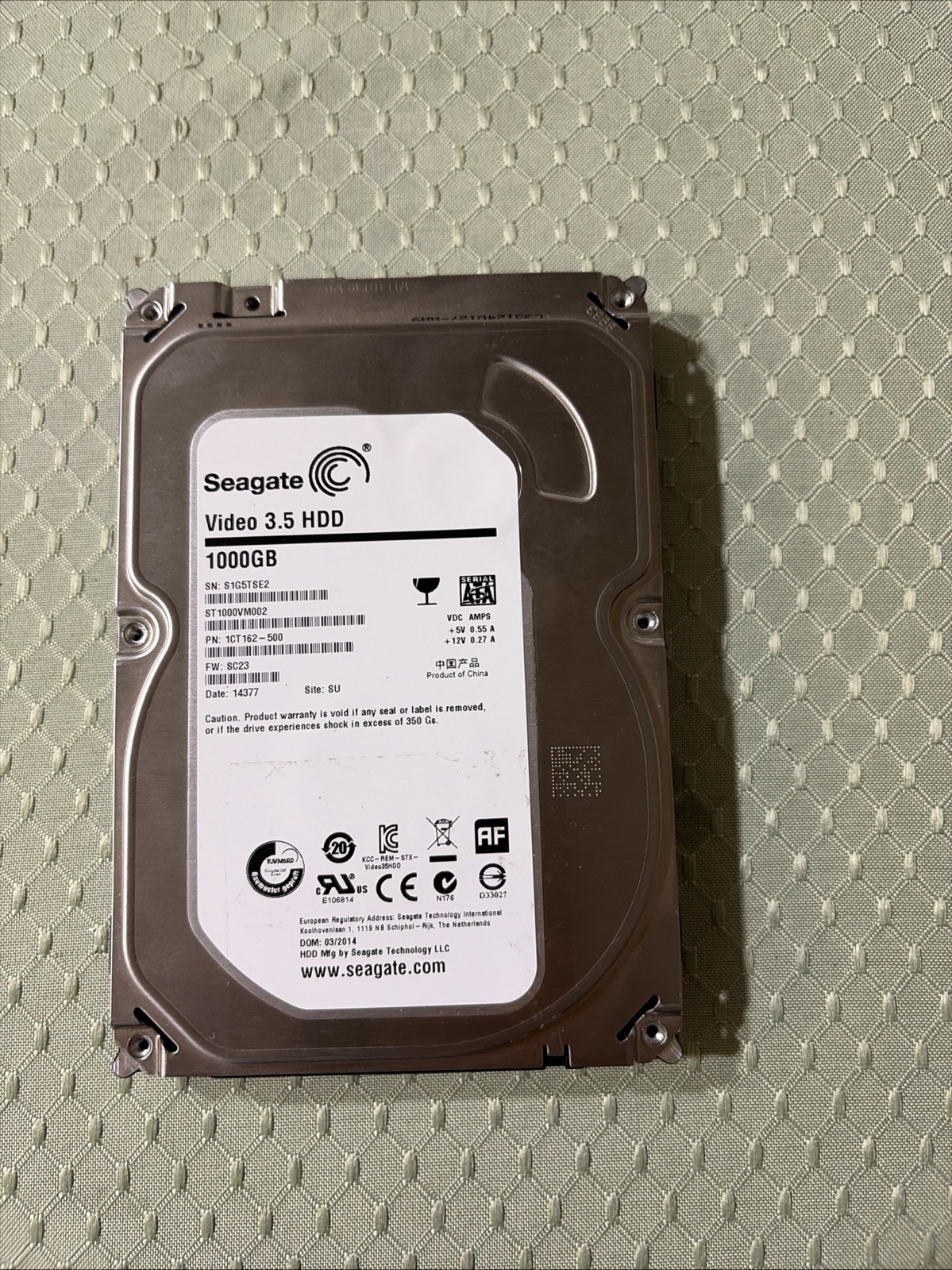 Seagate 1TB Video 3.5" HDD SATA Desktop 15-Pack, Healthy with Low Life