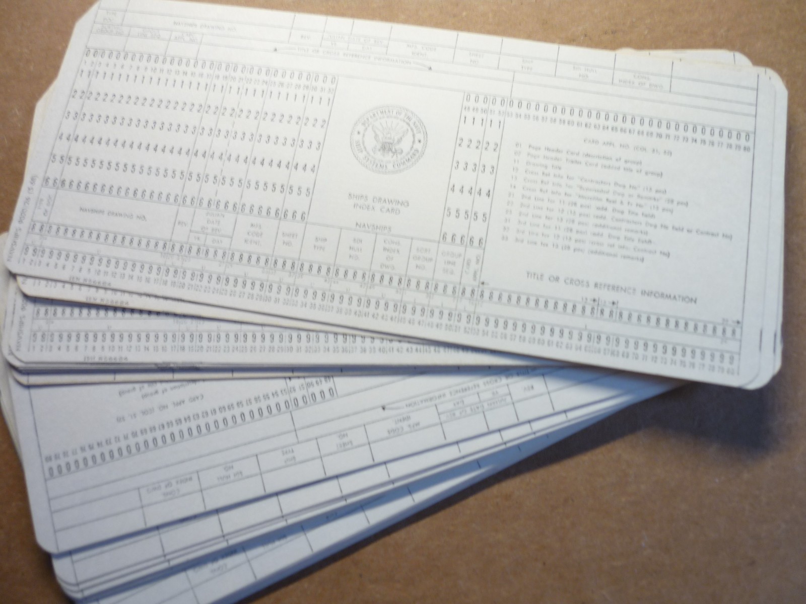 25 Vintage IBM Data Processing Punch Cards Dept. of the Navy