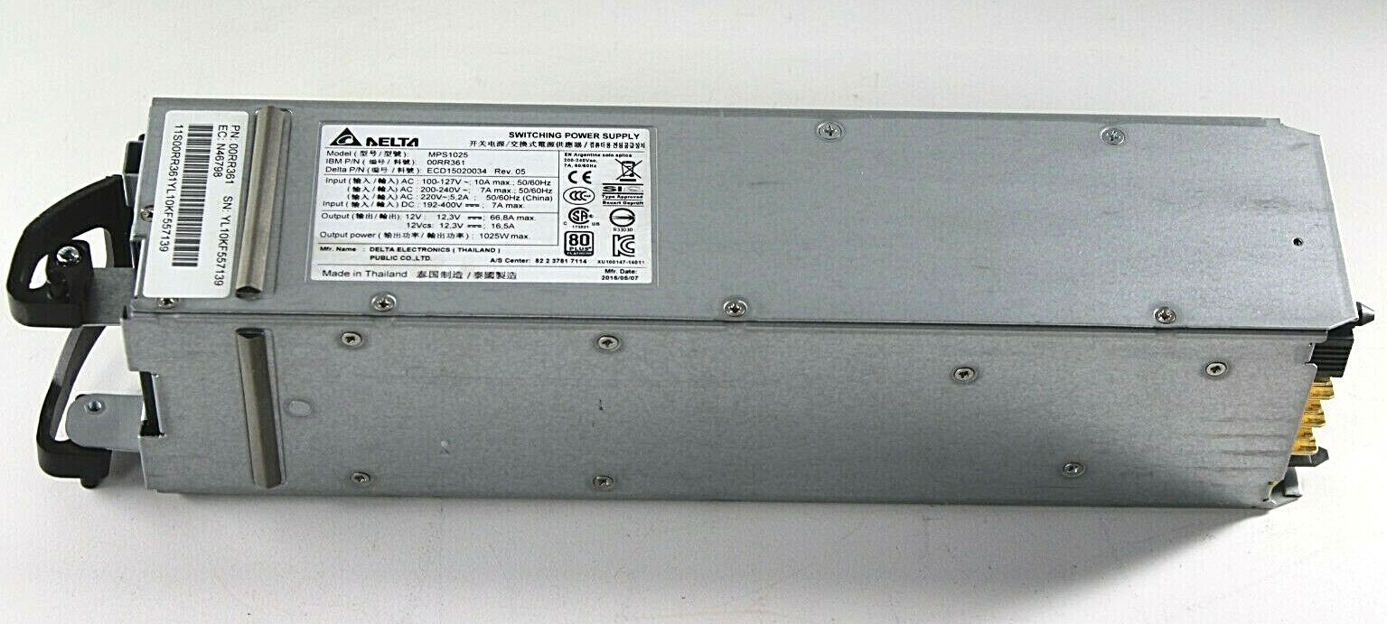 00FV847,  XU100147-14011  1025W IBM Power8 System S824 80+ PLATINUM PSU