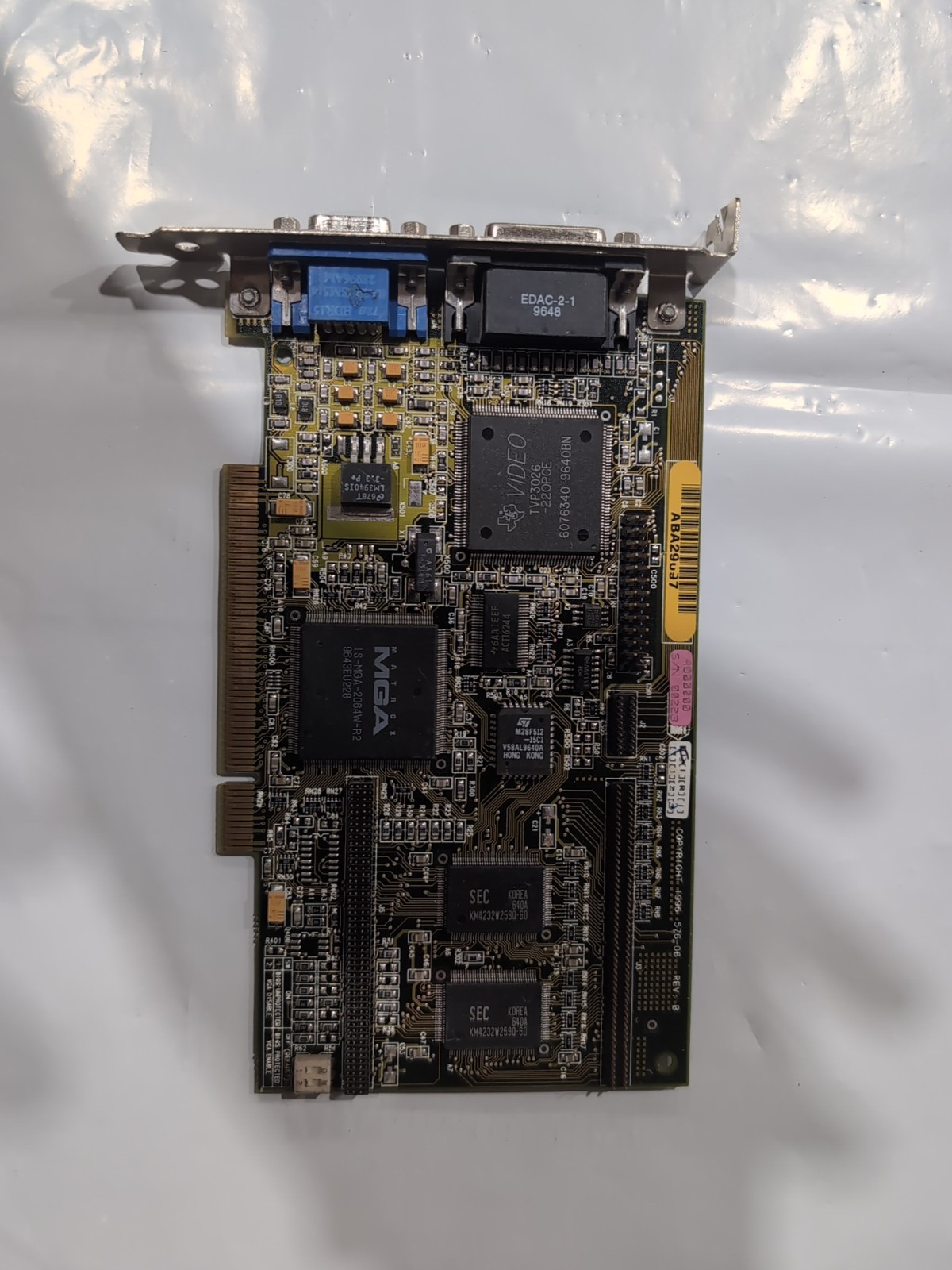 Vintage Matrox Millenium 2MB SGRAM Video Card PCI 576-06 Rev B MGA-MIL/2N