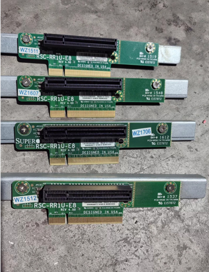 4pcs Supermicro PCI-E x8 RSC-RR1U-E8 REV 4.00 PCI-E 3.0*8 w/bracket Riser Card-/