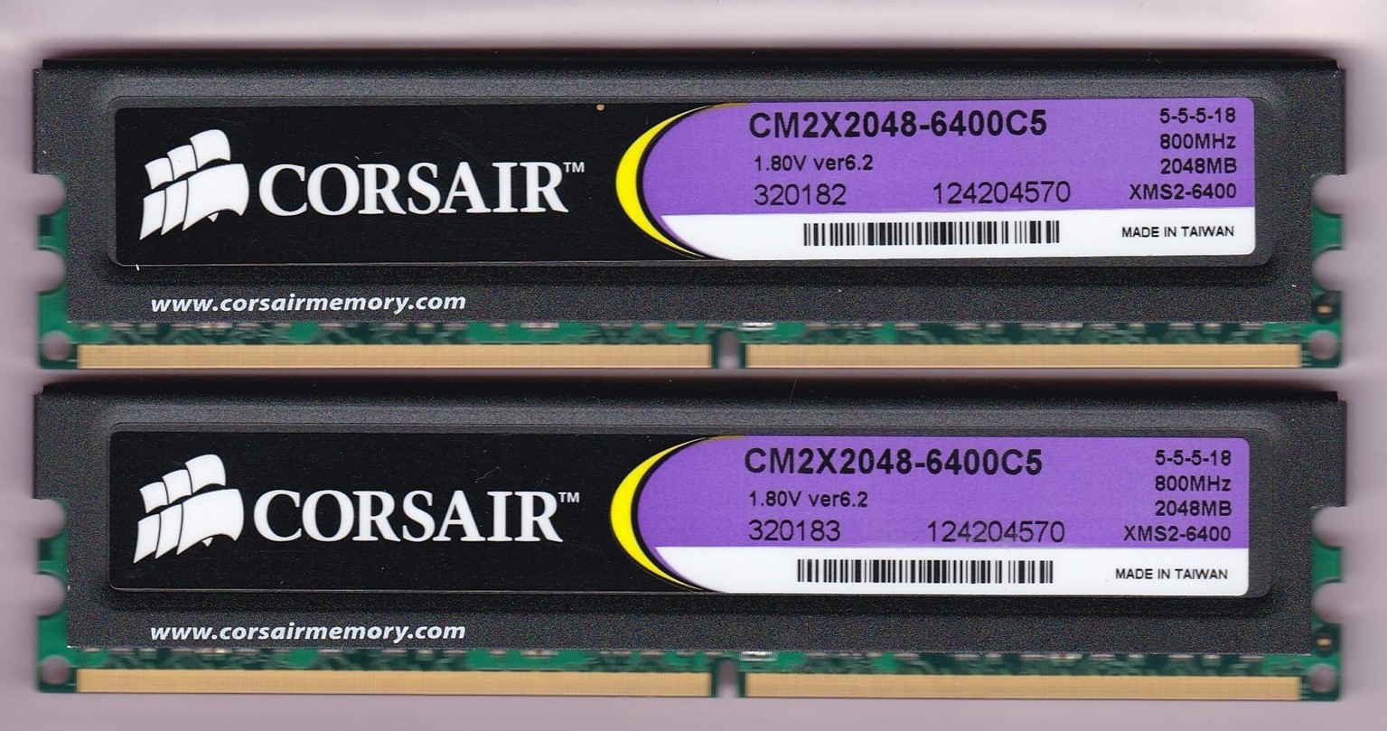 4GB 2x2GB PC2-6400 DDR2-800 CORSAIR CM2X2048-6400C5 XMS2-6400 RAM MEMORY KIT