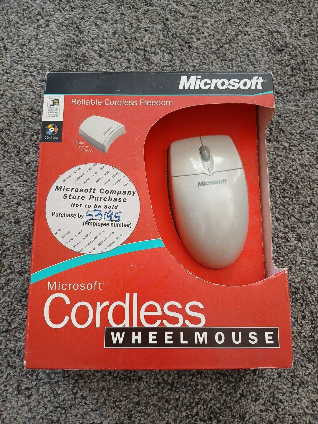 Vintage Microsoft Computer Cordless Wheel Mouse Wireless New