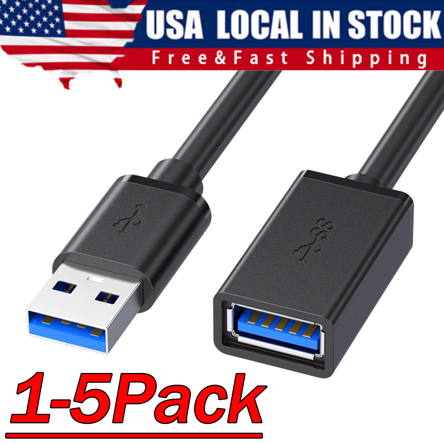 USB3.0 Extension Cable High Speed Extender Cord Adapter TypeA Male to Female Lot