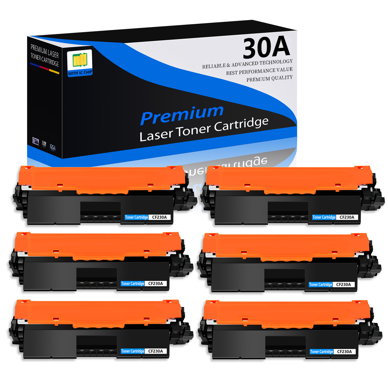 6PK Black CF230A 30A Toner Cartridge for HP LaserJet MFP M227d M227fdn M227fdw
