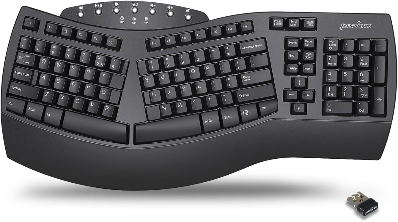 Perixx Periboard-612B Wireless Ergonomic Split Keyboard Dual Mode