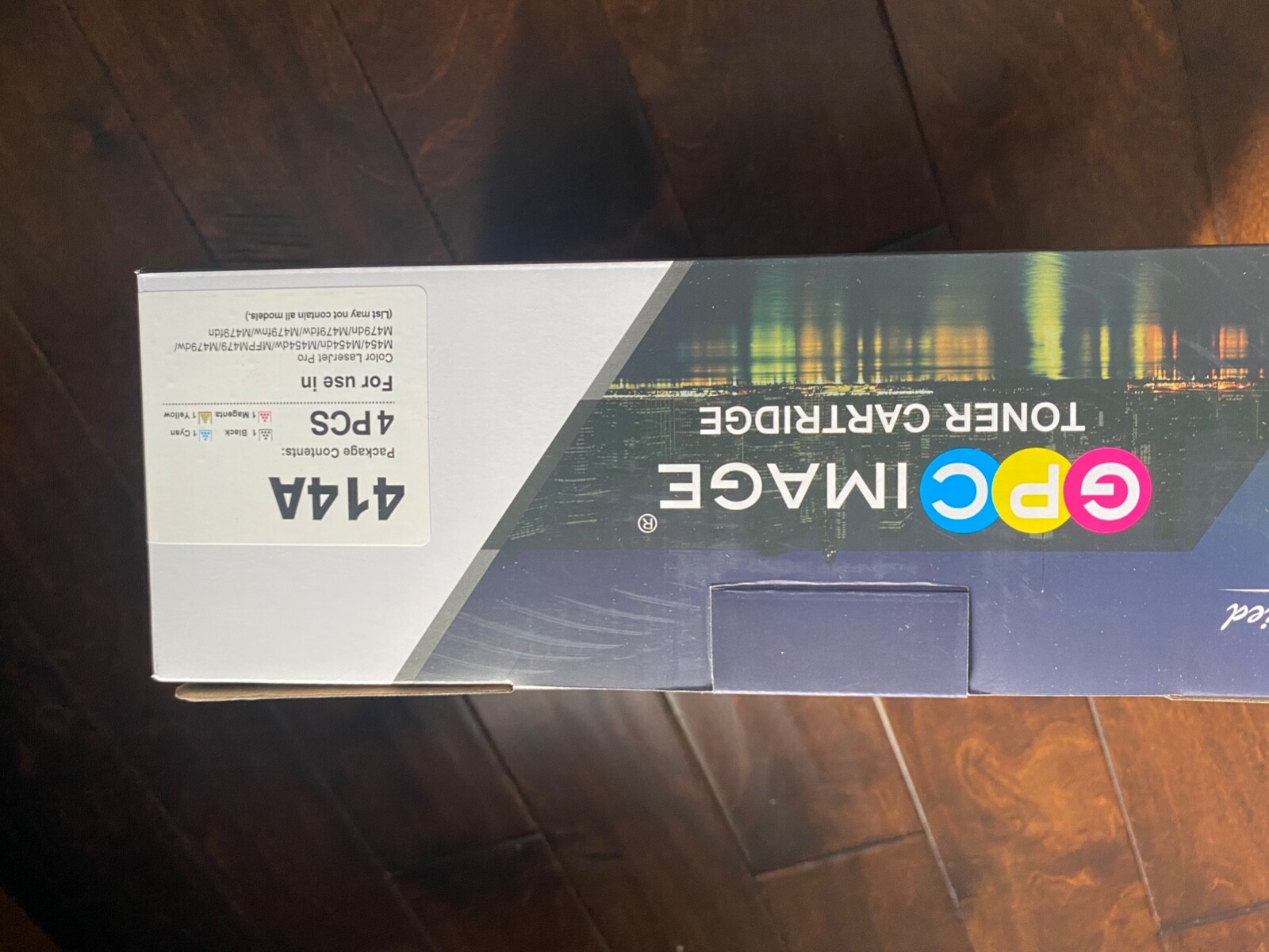 gpc image toner cartridge in cyan, magenta, black and yellow. 414A toner