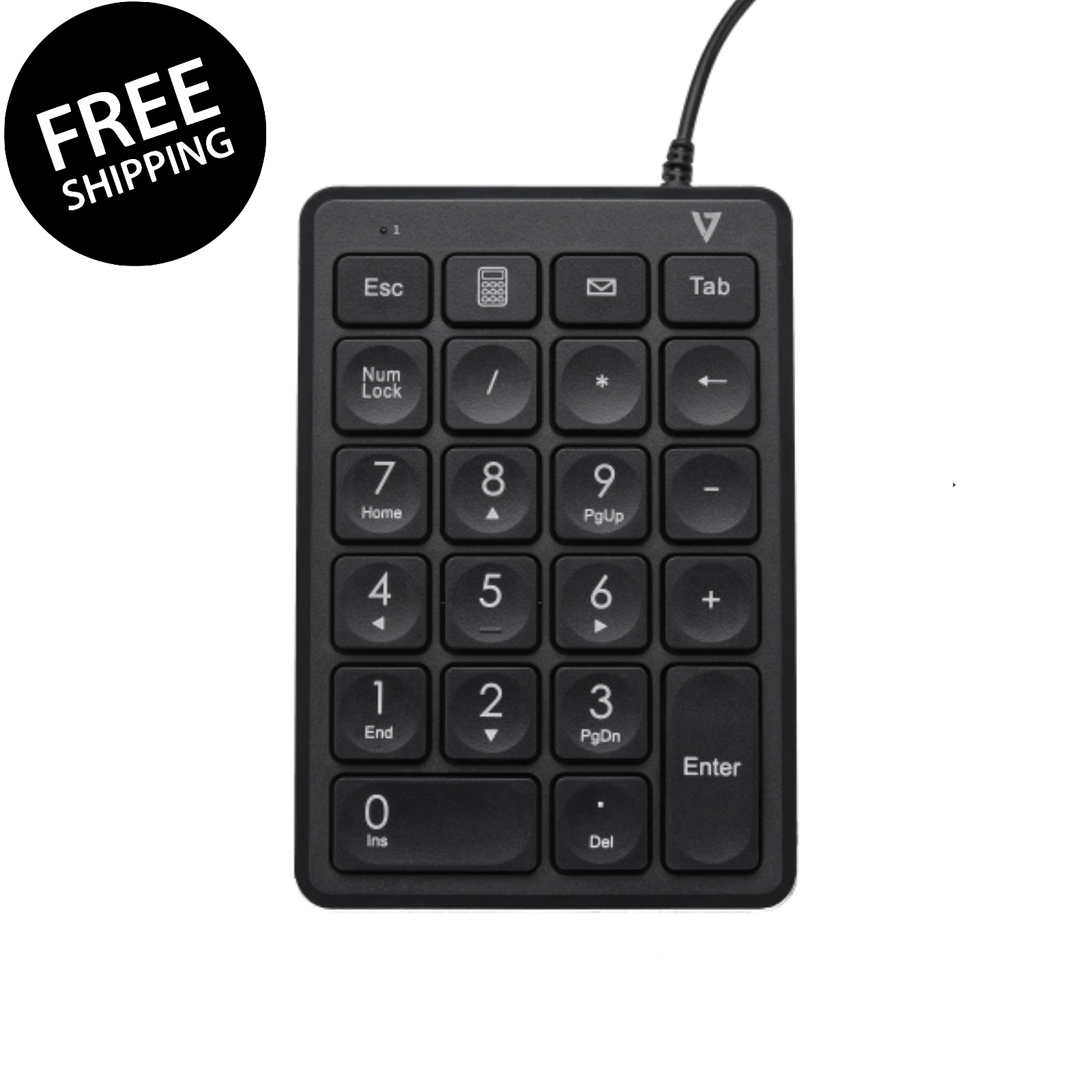 V7 KP350V7 KP350 USB Wired Numeric Keypad, 22 Key Wired USB for Laptop Computer
