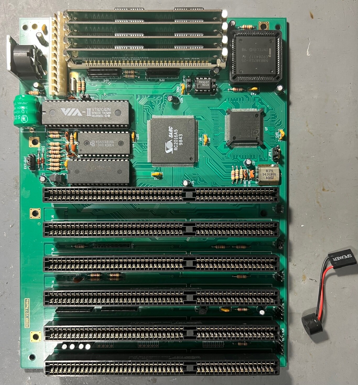 RARE 386SX Motherboard w/ CACHE, M396F-replika, 386SX-33 + Co Processor
