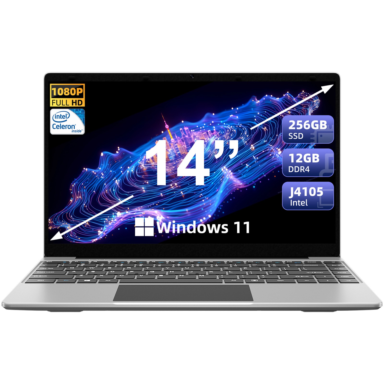 Jumper 14" Laptop, Intel J4105, 8GB RAM, 256GB SSD, Win11, Free Microsoft 365