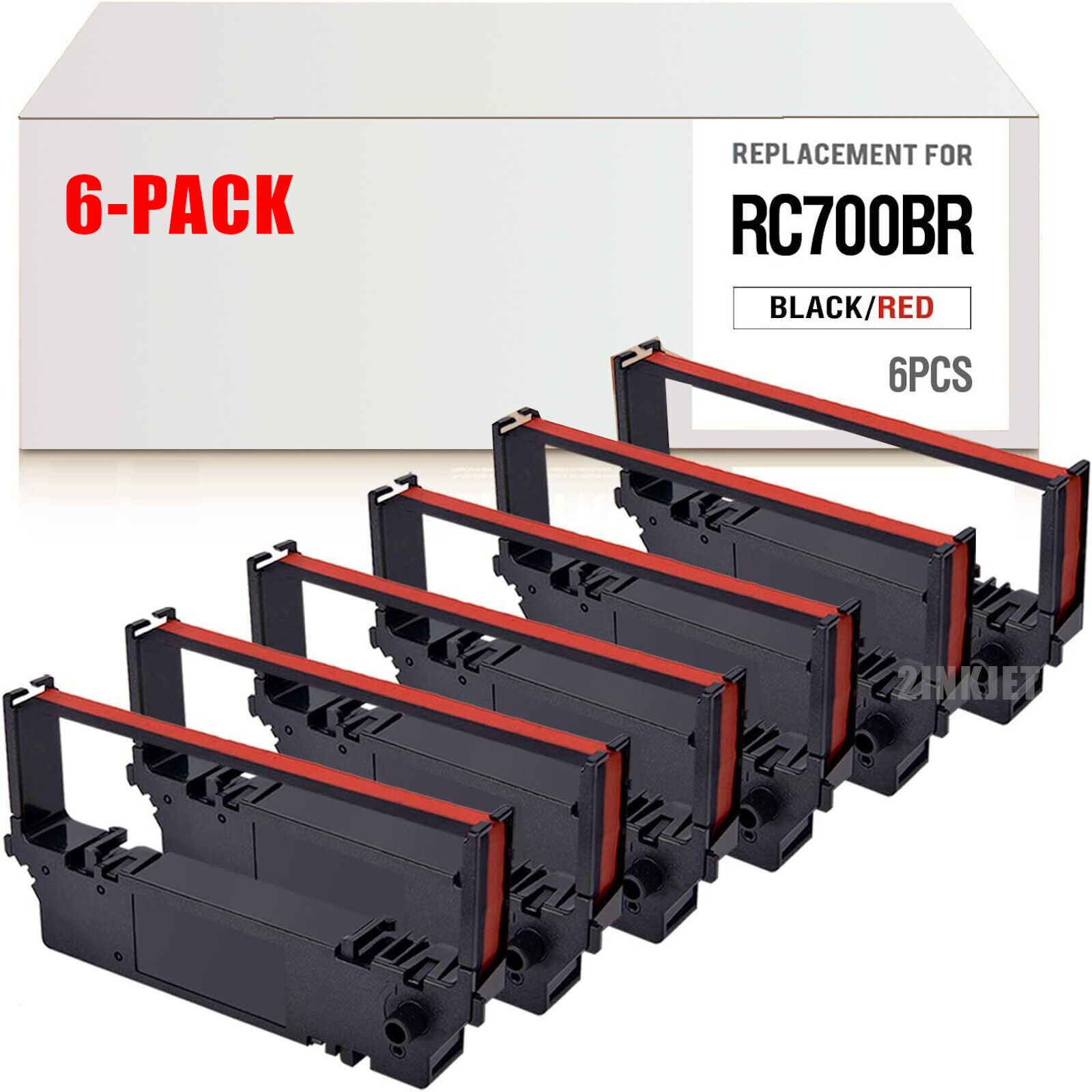 6 PACK For STAR SP-700 BLACK / RED Printer Ribbon Ink RC700BR SP700 712 742