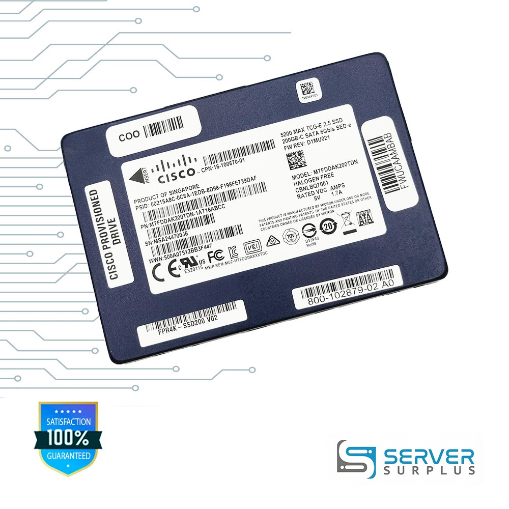 Cisco 5200 MAX TCG-E 200GB SATA 6Gb/s 2.5 in Enterprise SSD | 16-100670-01