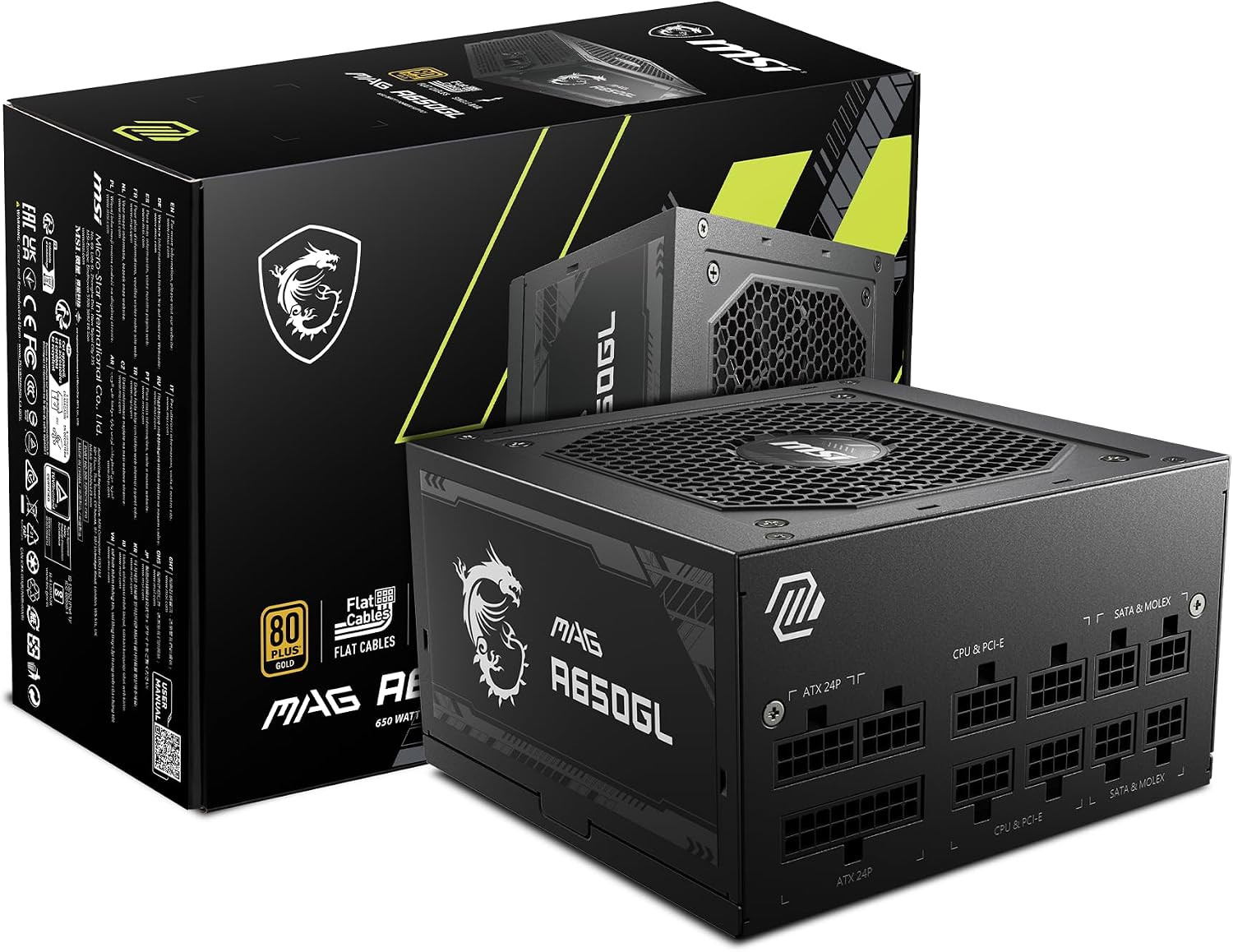 MSI MAG A650GL, Fully Modular Compact Gaming 650W Power Supply, 80+ Gold, ATX PS