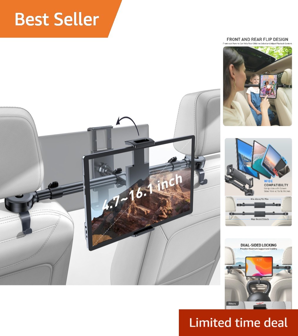 Durable Headrest Tablet Holder for Cars - 360° Rotatable & Ergonomic Design