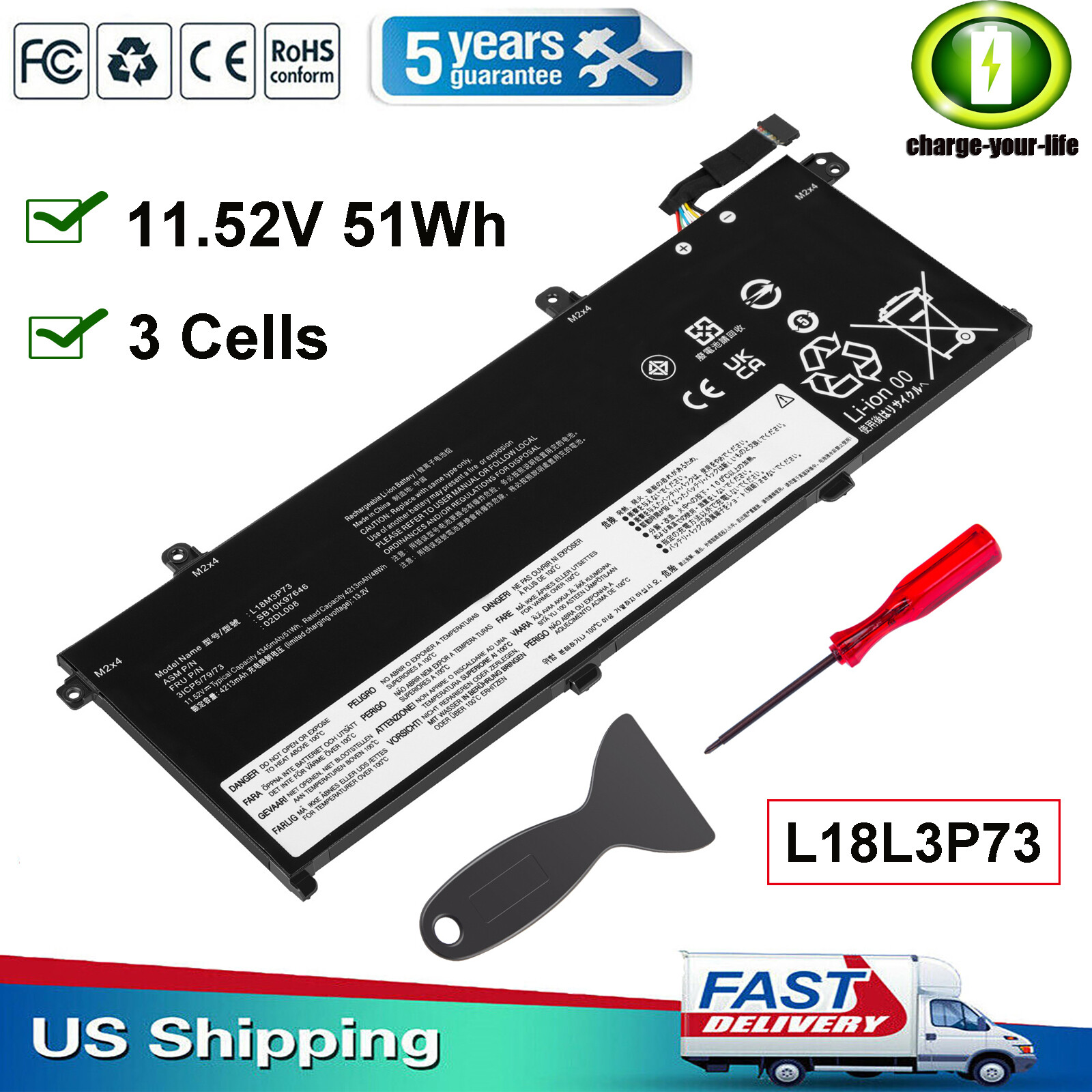 L18M3P73 L18L3P73 battery for Lenovo ThinkPad T490 T495 P43S T14 P14S L18C3P72 