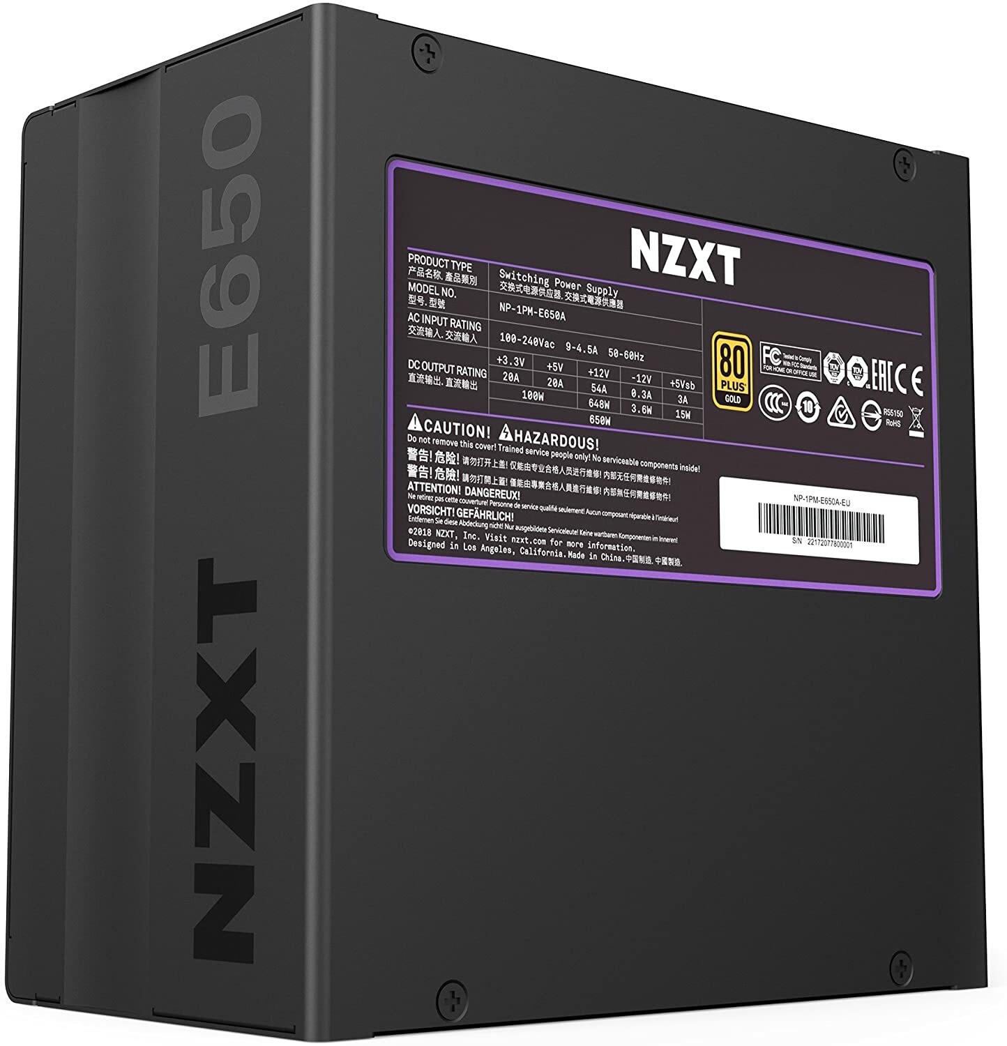 NZXT E650 650-Watt ATX Power Supply PSU Fully Modular 80 Plus Gold No Cables