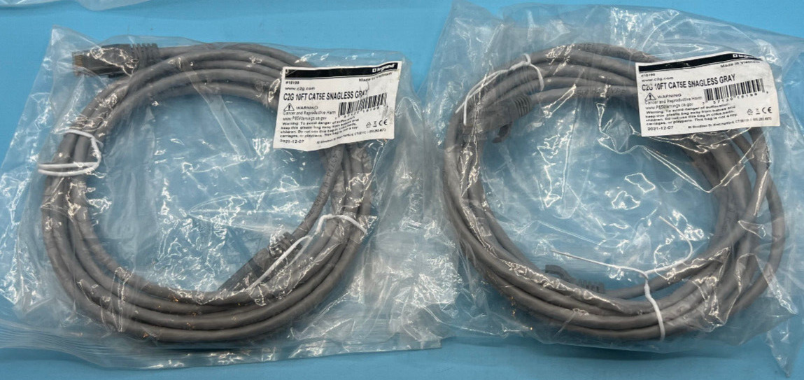 LEGRAND 15199 CAT5E SNAGLESS CABLE GRAY LOT OF 2