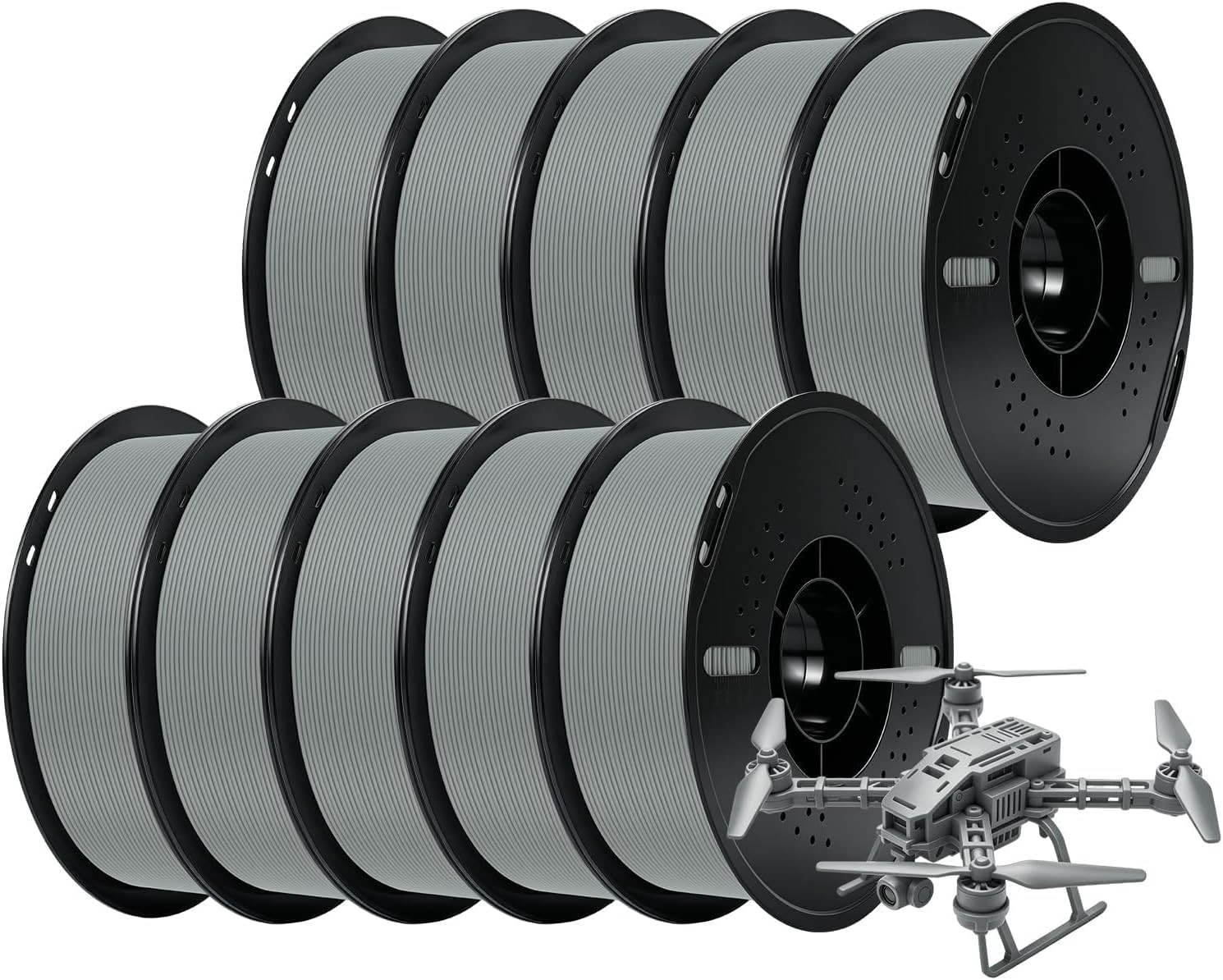 PLA Plus（Pla+） 3D Printer Filament, 10 Rolls, Dimensional Accuracy +/- 0.03 Mm,