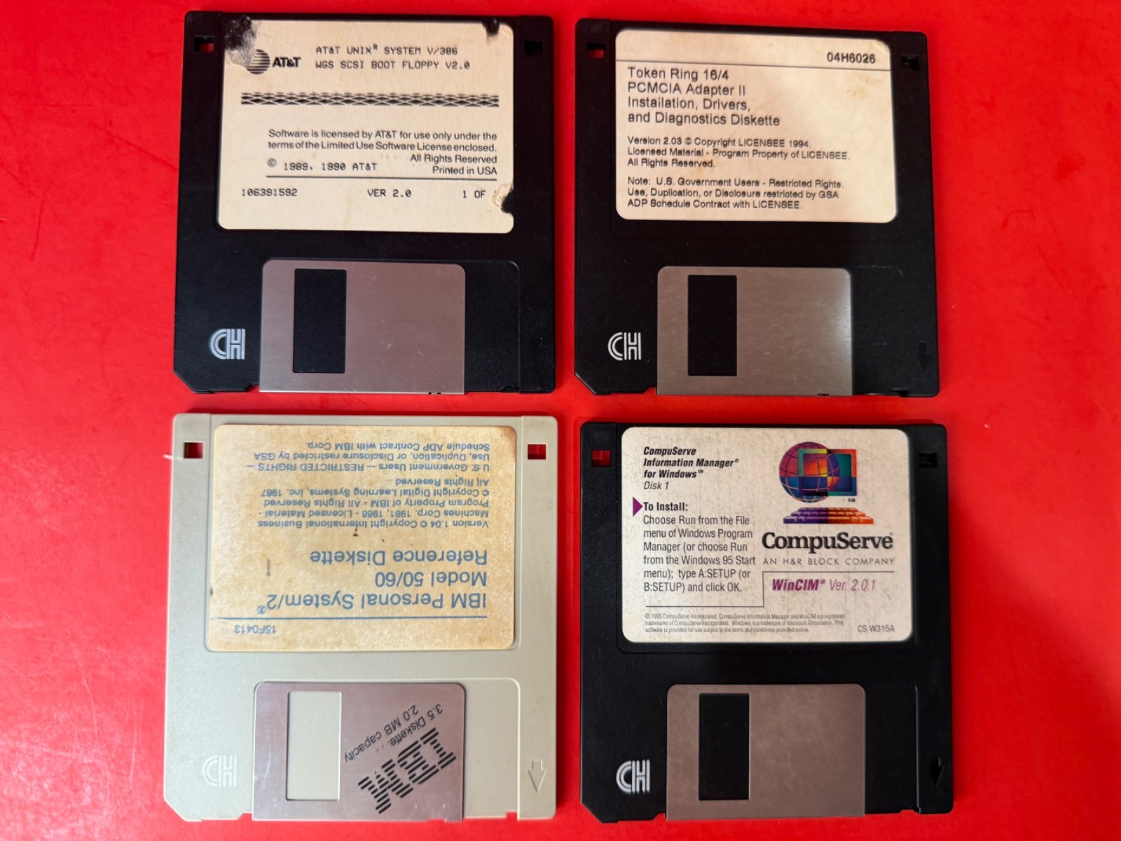 At&T / IBM / CompuServe / Token Ring Lot of 4 Disks Software PC