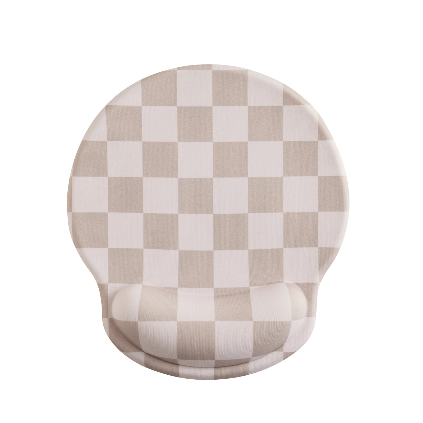 Beige Khaki Checkered Mouse Pad Gel Wrist Rest Ergonomic Support Cute Mat