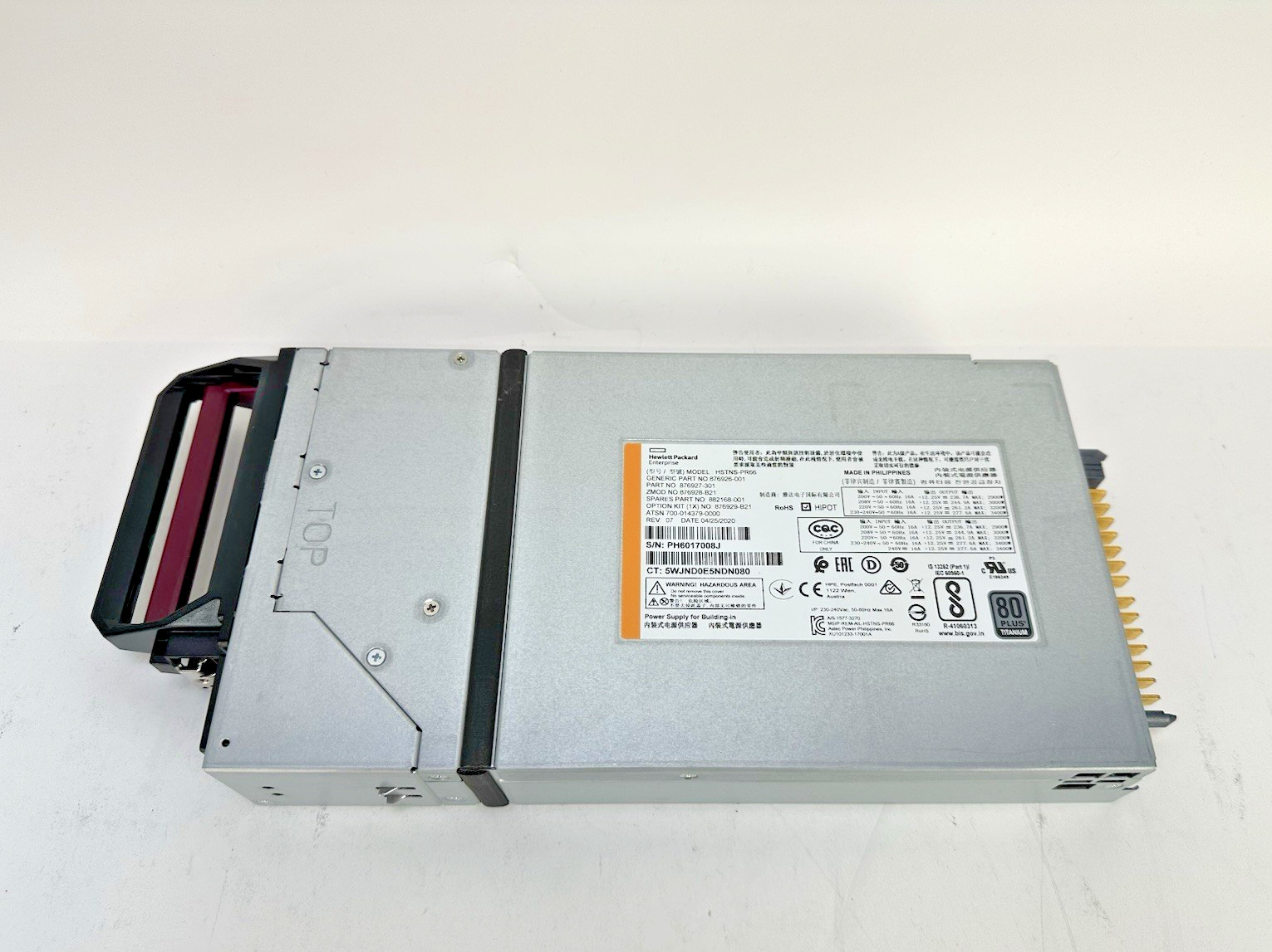 HPE Titanuim 96% 3400W 12V Platinum Power Supply Synergy Apollo 2900W 2900-3400W