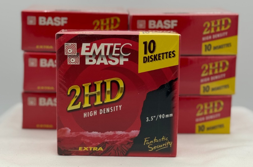 (7) Packs of EMTEC BASF 10 Diskettes 2HD High Density 3.5" / 90 mm NEW Sealed