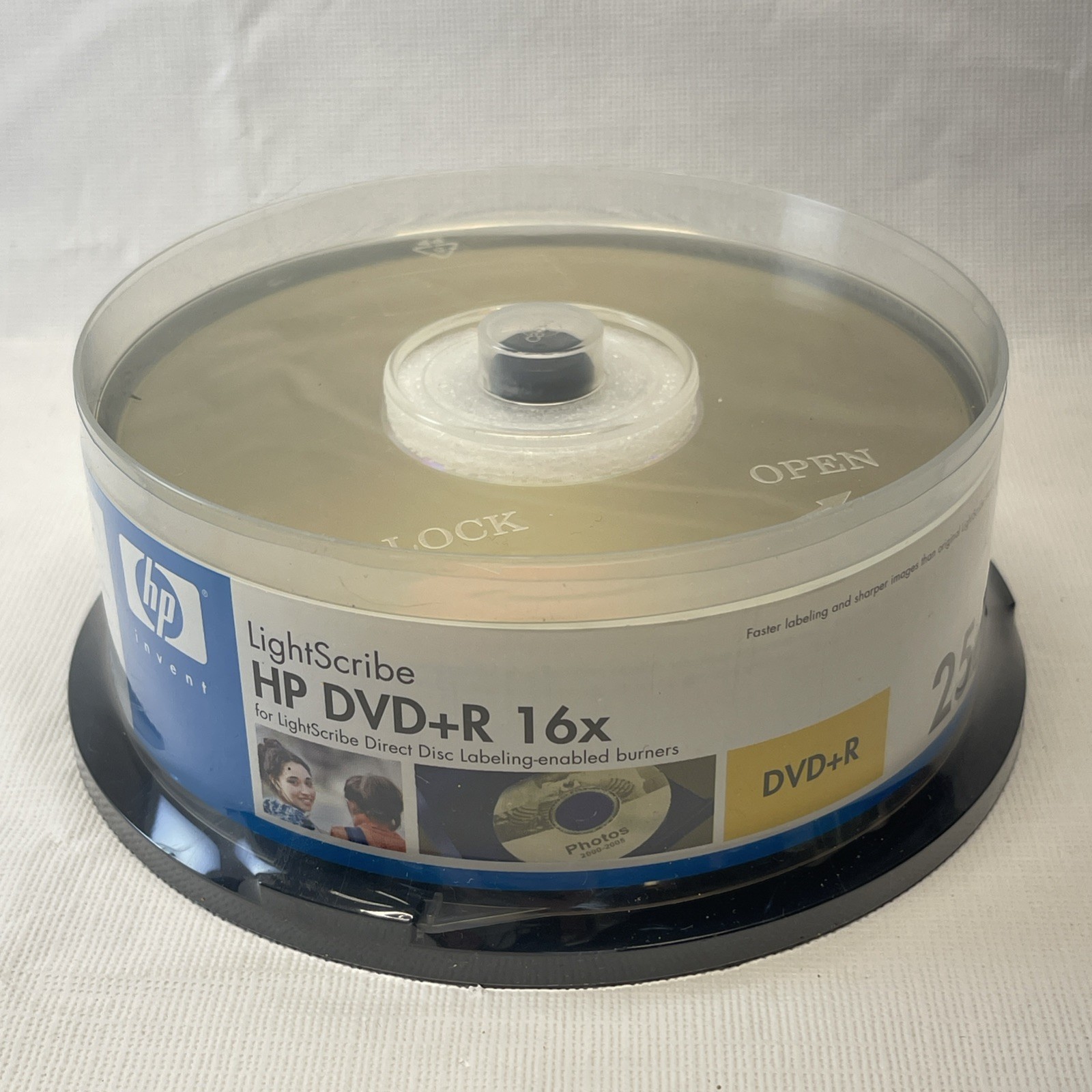 HP LIGHTSCRIBE DVD+R 16X 4.7GB 120 MINS; 25-pk spindle for custom-burned DVDs