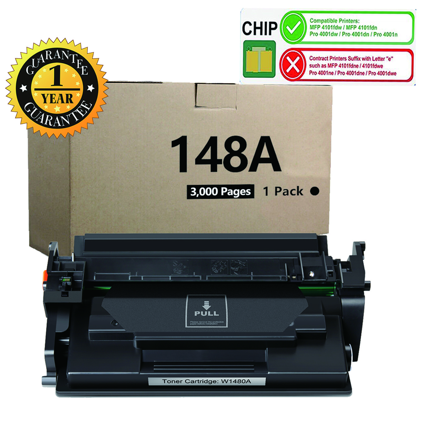 W1480A Toner Cartridge compatible with HP 148A LaserJet MFP 4101fdn 4101fdw Lot