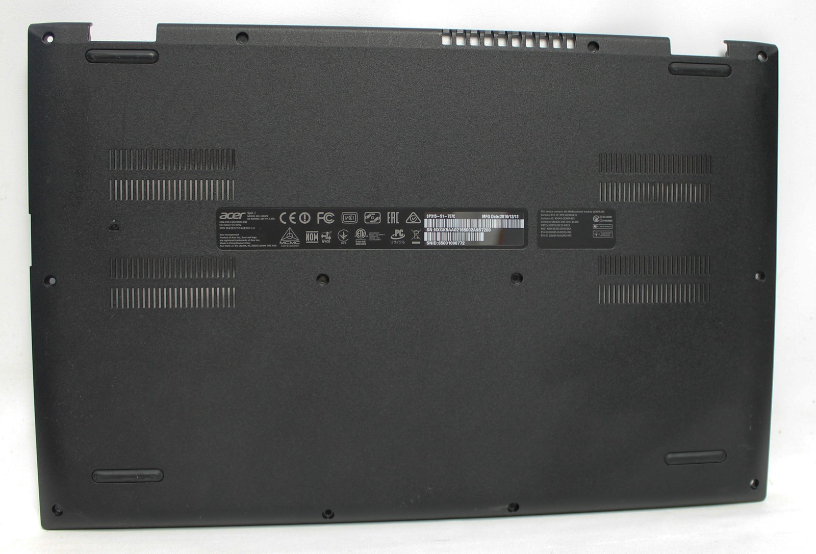 60.Gk9N5.001 Acer Sp315-51-79N Series Bottom Base Cover Black Spin 3 "Grade A"