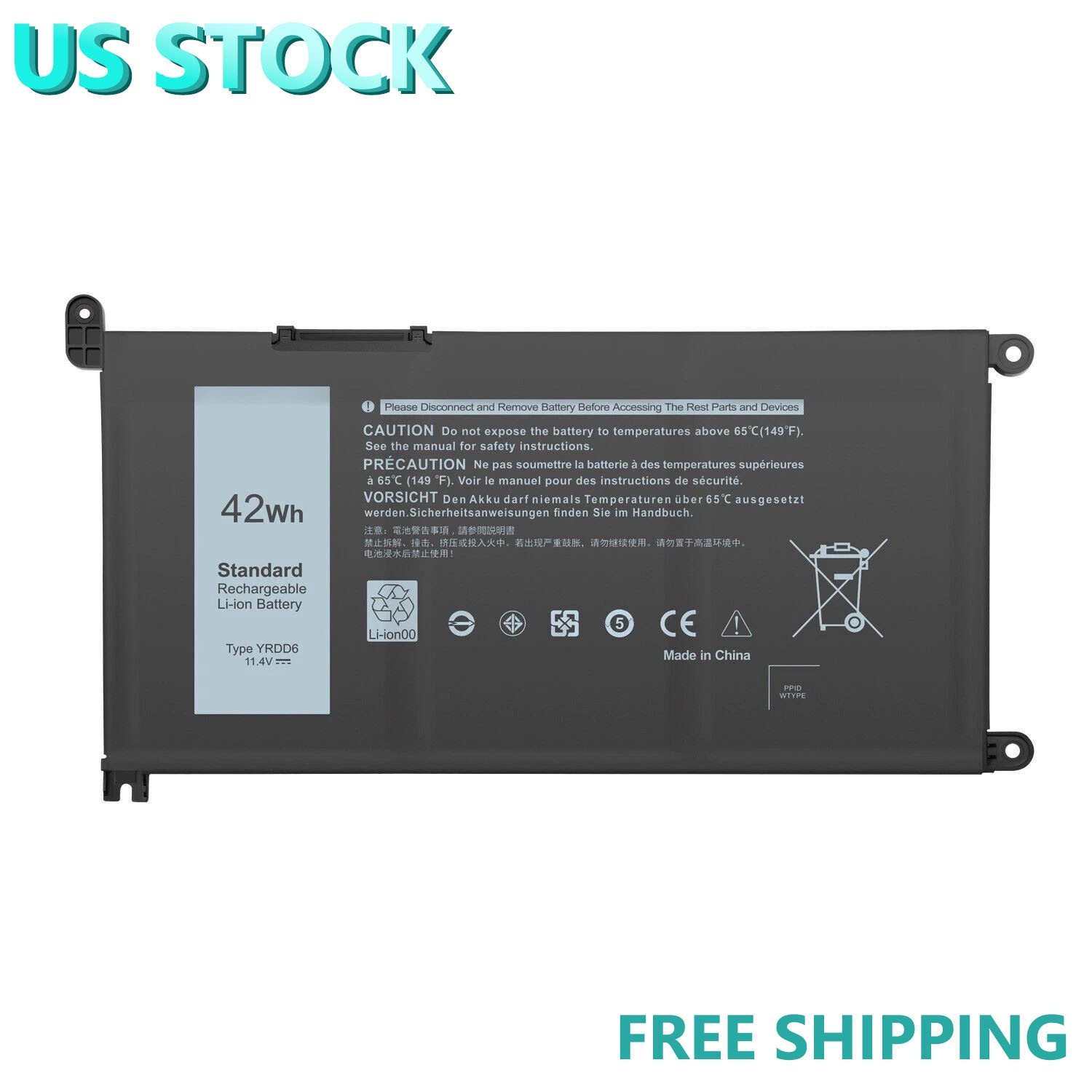 42WH 11.4V YRDD6 Battery For Dell Inspiron 3493 3582 3583 3584 7586 3793 NEW