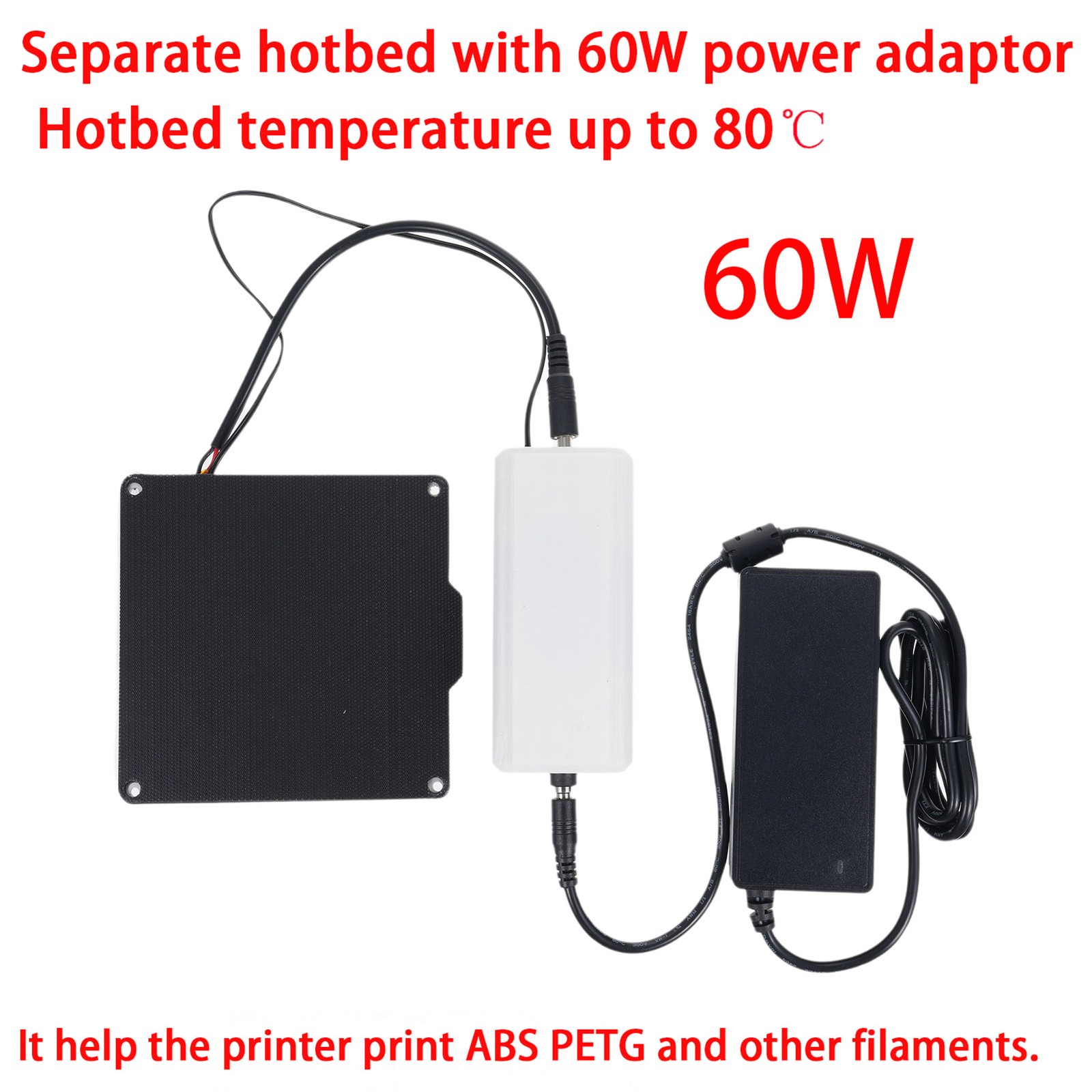 100x100mm Hotbed 60W 3D Printer Accessories Magnet Heating Platform Compat MFXL