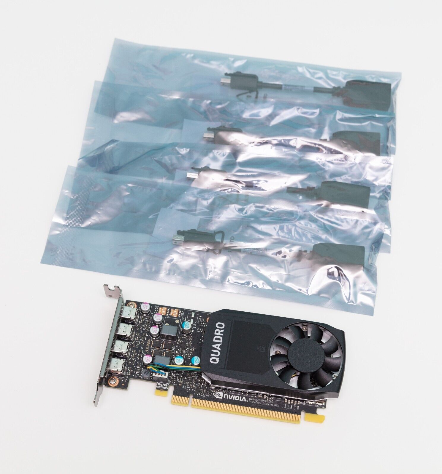 Nvidia Quadro P620 2GB 128-bit GDDR5 PCIe 3.0 x16 Video Card + Mini DP Adapters