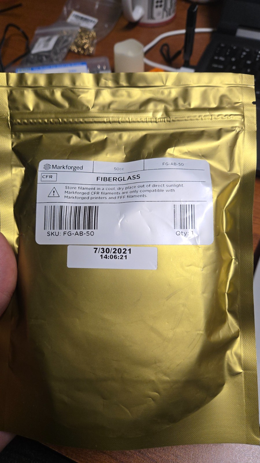 MarkForged 50cc Continuous Fiberglass Additive - Unopened but read disc.