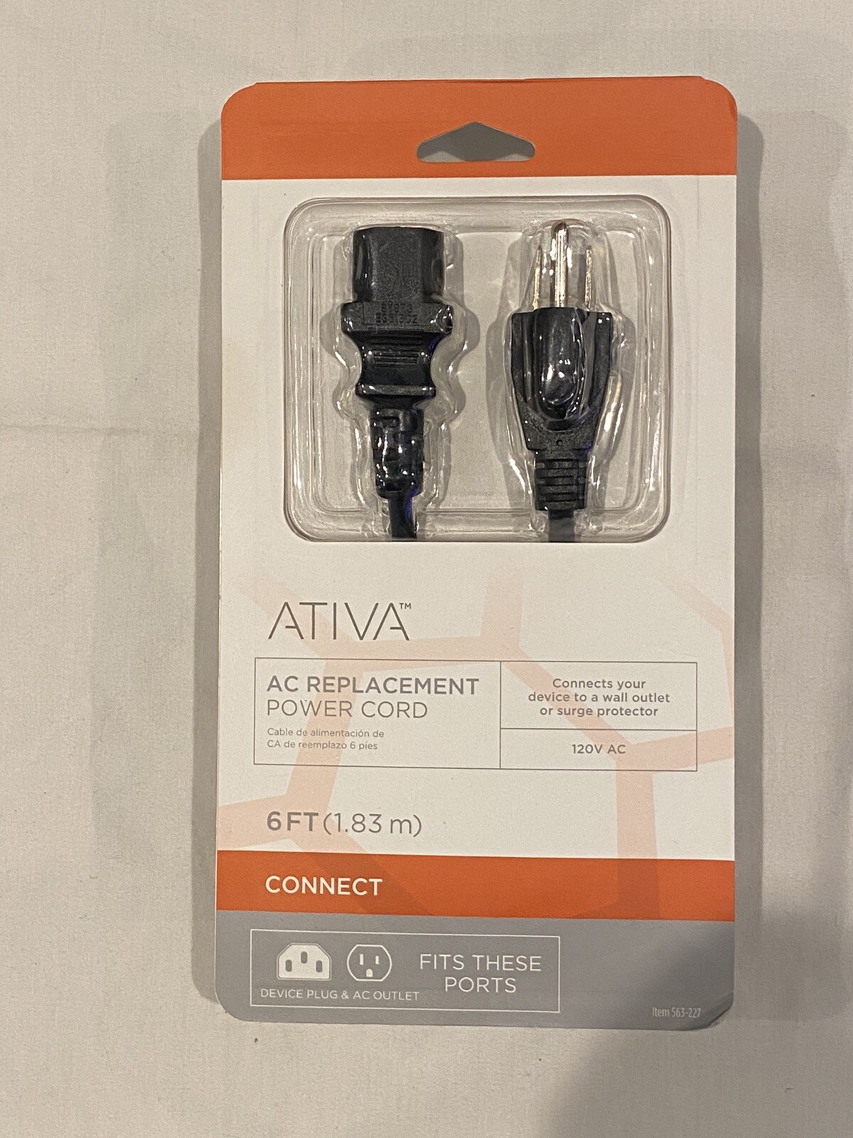 NEW Ativa 6-foot AC Replacement Power Cord.