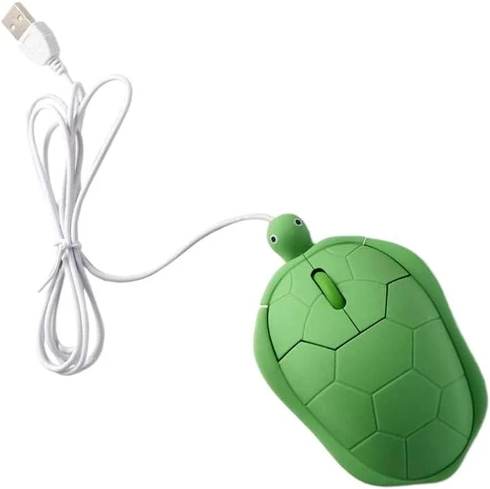 Vctitil Cute Turtle Shape USB Wired Corded Mouse,1200DPI 3 Buttons GreenV