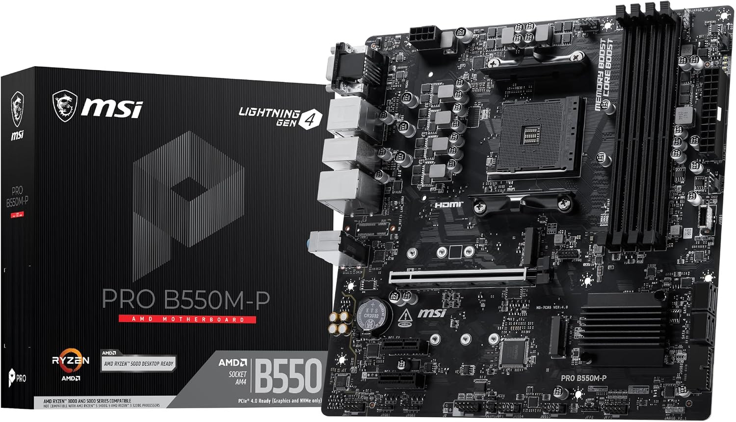 MSI PRO B550M-P Motherboard, Matx Supports AMD Ryzen G-Series Desktop Processors