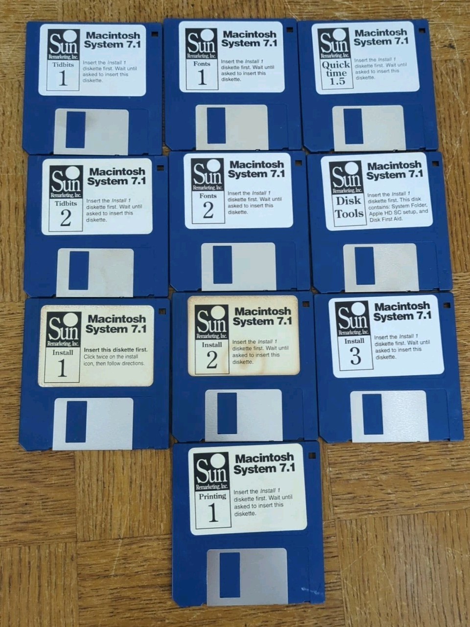 Set of 10 Vintage 80's Apple Macintosh System 7.1 Software Disks - quick time