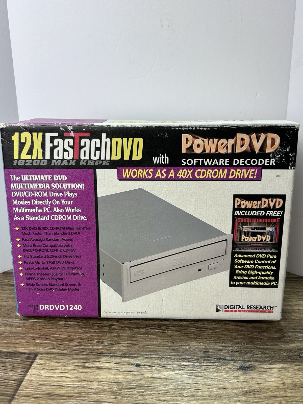 Digital Research 12X DVD 40X CDROM FasTach Drive MDRDVD1240 w/ PowerDVD