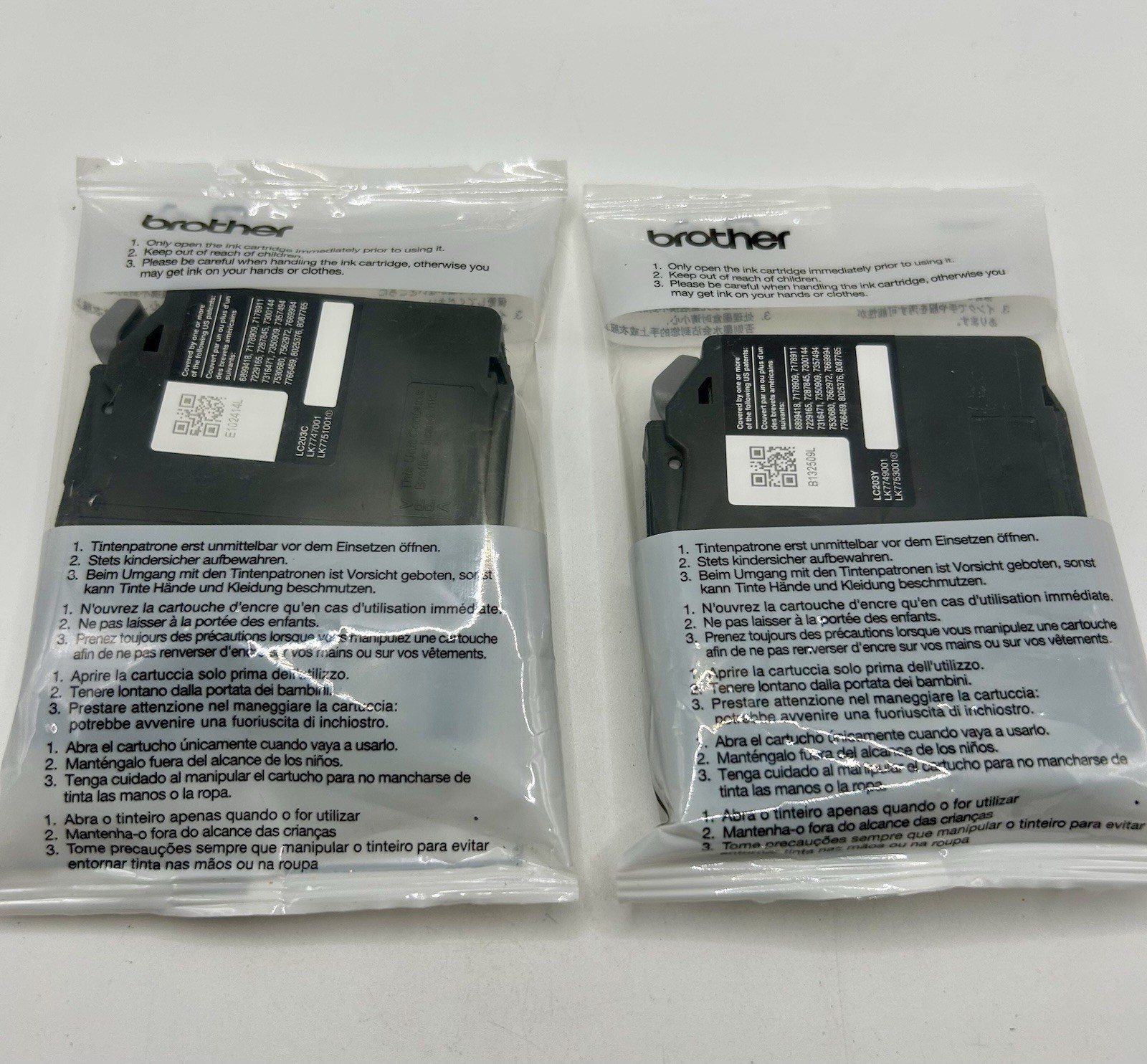 Brother Genuine LC203C XL Cyan & LC203Y XL Yellow Ink Cartridges OEM New Sealed