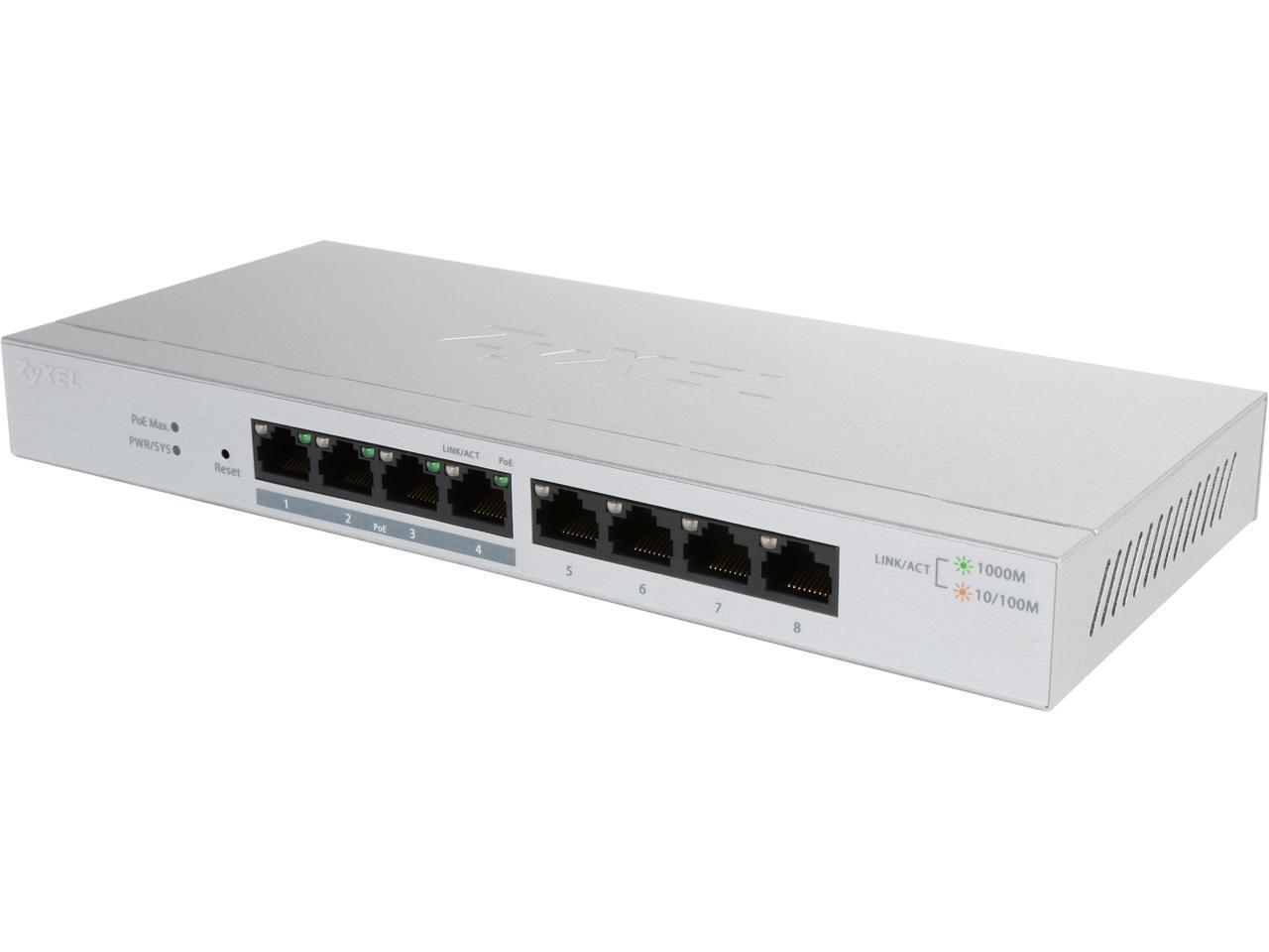 ZyXEL GS1200-8HP,US,8-port GbE Web Managed PoE Switch