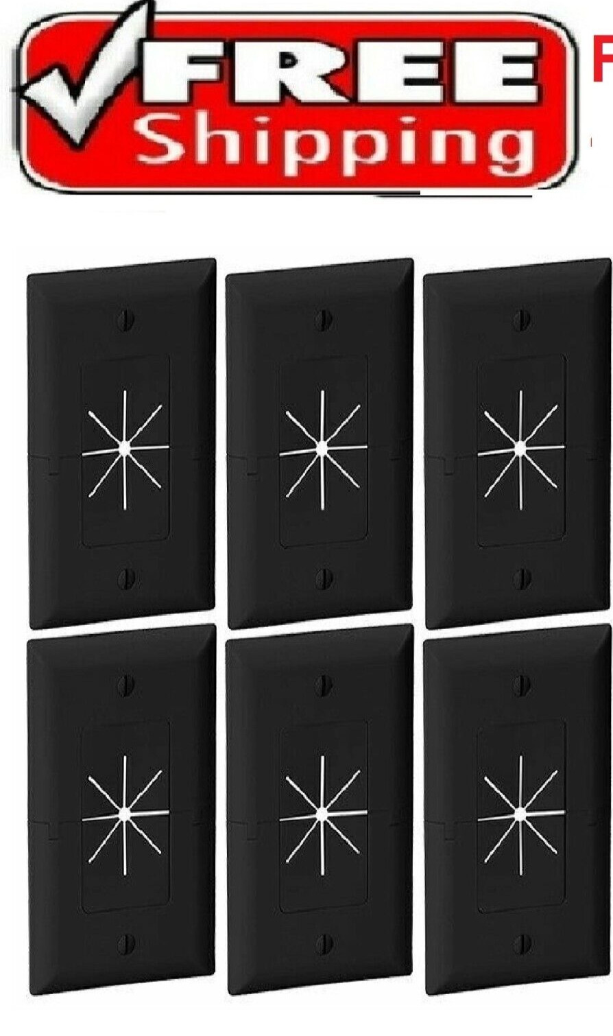 Split Wall Plate With Flexible Opening Black NEW Quantity (6) NEW- 